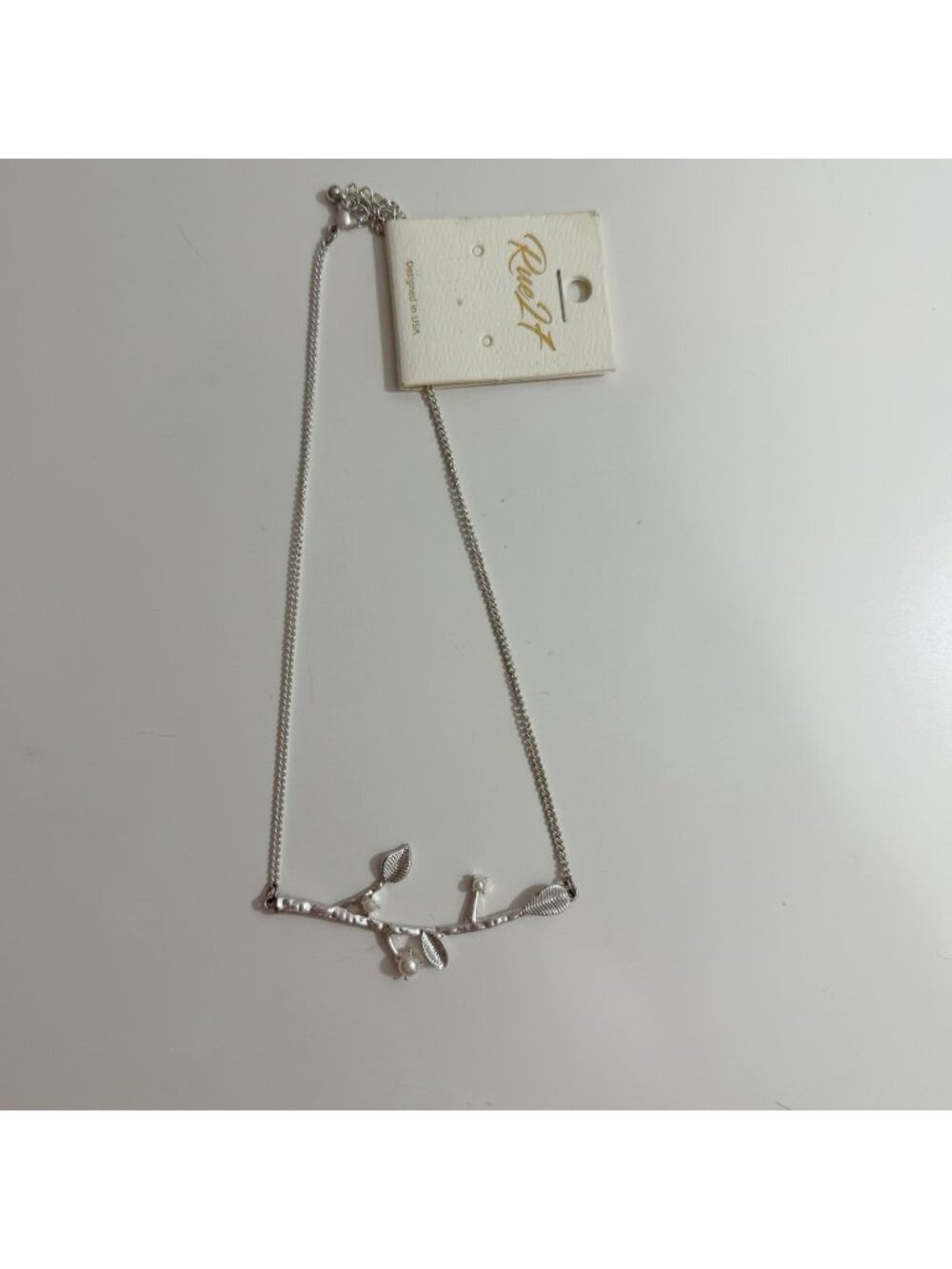 Rue 21 Meadow Tree Branch With Pearl Berries Silver Pendant Necklace